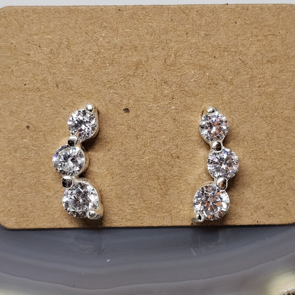 925 Sterling Silver - Cz Crystal Jorney Drop Earrings Cubic Zirconia 25$
